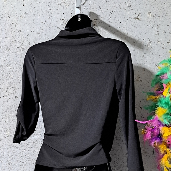 #0999 Sz S IRIS Black Women's Top / Adjustable Sleeves - Picture 3 of 10
